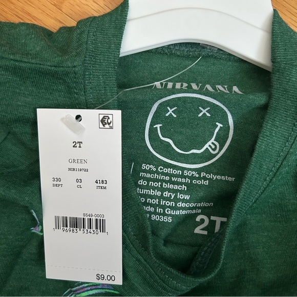 Nirvana Toddler 2T Green Smiley Face Band Tee NWT - Picture 4 of 7